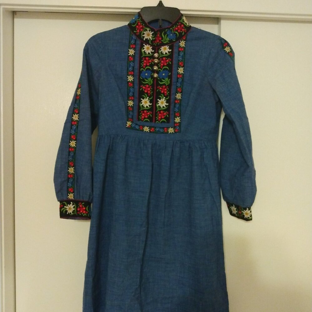 Vintage Scandnavian-style embroidery mini dress